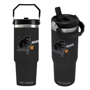 No Kings Protest Flip Straw Tumbler Funny Cat Kicking Crown TS14 One Size: 30 oz Black Print Your Wear
