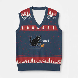 No Kings Protest V-Neck Knit Sweater Vest Funny Cat Kicking Crown TS14 Navy Red Print Your Wear
