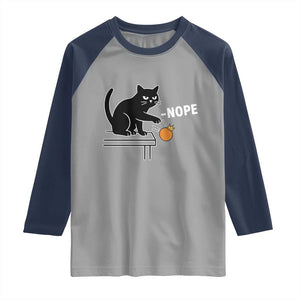 No Kings Protest Raglan Shirt Funny Cat Kicking Crown TS14 Sport Gray Navy Print Your Wear