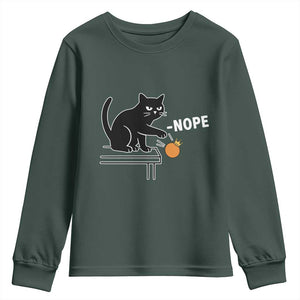 No Kings Protest Youth Sweatshirt Funny Cat Kicking Crown TS14 Dark Forest Green Print Your Wear