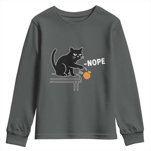 No Kings Protest Youth Sweatshirt Funny Cat Kicking Crown TS14 Dark Heather Print Your Wear