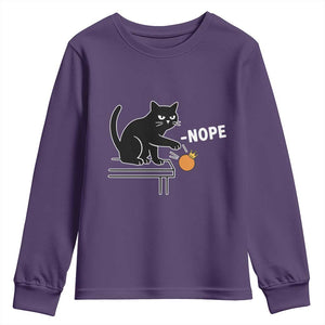 No Kings Protest Youth Sweatshirt Funny Cat Kicking Crown TS14 Purple Print Your Wear