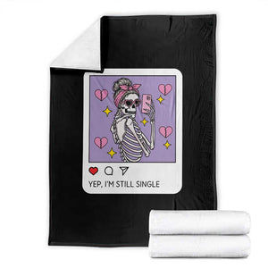 Anti Valentine Throw Blanket Funny Skeleton Selfie Meme TS14 Black Print Your Wear