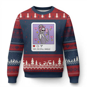 Anti Valentine Ugly Christmas Sweater Funny Skeleton Selfie Meme TS14 Navy Red Print Your Wear