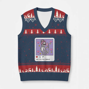 Anti Valentine V-Neck Knit Sweater Vest Funny Skeleton Selfie Meme TS14 Navy Red Print Your Wear
