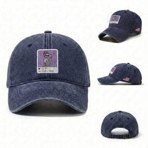 Anti Valentine Washed Cotton Baseball Cap Funny Skeleton Selfie Meme TS14 Washed Cap Universal Fit Navy Print Your Wear