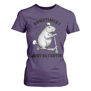 Funny Groundhog Scooter T Shirt For Women Sometimes I Just Be Fartin TS14 Purple Print Your Wear