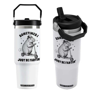 Funny Groundhog Scooter Flip Straw Tumbler Sometimes I Just Be Fartin TS14 One Size: 30 oz White Print Your Wear