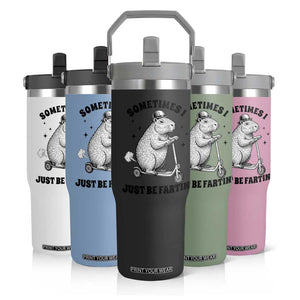 Funny Groundhog Scooter Flip Straw Tumbler Sometimes I Just Be Fartin TS14 Print Your Wear