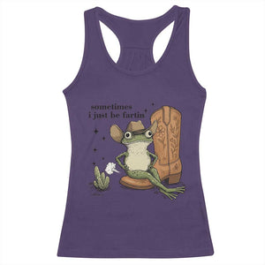 Funny Cowboy Frog Racerback Tank Top Sometimes I Just Be Fartin TS14 Purple Print Your Wear