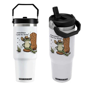 Funny Cowboy Frog Flip Straw Tumbler Sometimes I Just Be Fartin TS14 One Size: 30 oz White Print Your Wear