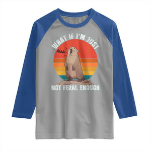 Funny Groundhog Meme Raglan Shirt What If I Am Just Not Feral Enough TS14 Sport Gray Royal Print Your Wear