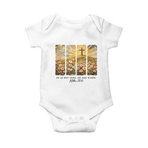 He Is Not Here He Is Risen Baby Onesie Christian Easter Bible Verse TS14 White Print Your Wear