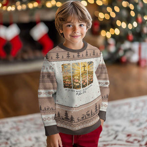 He Is Not Here He Is Risen Ugly Christmas Sweater Christian Easter Bible Verse TS14 Mocha Mousse Print Your Wear