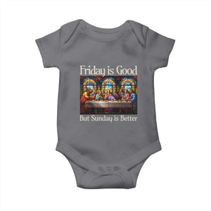 Christian Easter Baby Onesie Friday is Good Sunday is Better TS14 Charcoal Print Your Wear