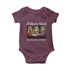 Christian Easter Baby Onesie Friday is Good Sunday is Better TS14 Maroon Print Your Wear