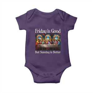 Christian Easter Baby Onesie Friday is Good Sunday is Better TS14 Purple Print Your Wear
