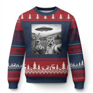 Funny Easter Ugly Christmas Sweater Christian Cat Selfie Bunny Meme TS14 Navy Red Print Your Wear