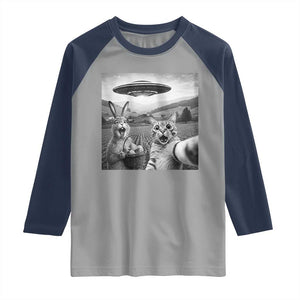 Funny Easter Raglan Shirt Christian Cat Selfie Bunny Meme TS14 Sport Gray Navy Print Your Wear