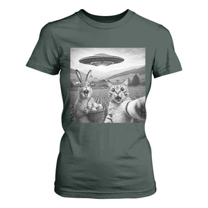 Funny Easter T Shirt For Women Christian Cat Selfie Bunny Meme TS14 Dark Forest Green Print Your Wear