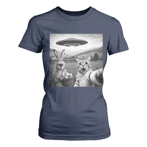 Funny Easter T Shirt For Women Christian Cat Selfie Bunny Meme TS14 Navy Print Your Wear