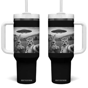 Funny Easter Tumbler With Handle Christian Cat Selfie Bunny Meme TS14 One Size: 40 oz Black Print Your Wear