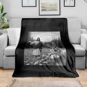 Funny Easter Jesus Throw Blanket Christian Jesus Bunny Selfie Religious TS14 Print Your Wear