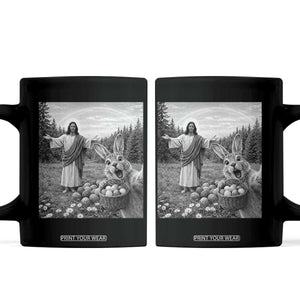 Funny Easter Jesus Coffee Mug Christian Jesus Bunny Selfie Religious TS14 Black Print Your Wear