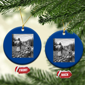 Funny Easter Jesus Ceramic Ornament Christian Jesus Bunny Selfie Religious TS14 1pc Blue Print Your Wear