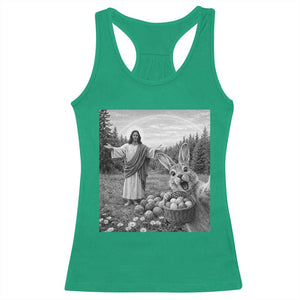 Funny Easter Jesus Racerback Tank Top Christian Jesus Bunny Selfie Religious TS14 Irish Green Print Your Wear
