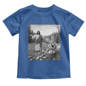Funny Easter Jesus Toddler T Shirt Christian Jesus Bunny Selfie Religious TS14 Royal Blue Print Your Wear