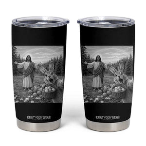 Funny Easter Jesus Tumbler Cup Christian Jesus Bunny Selfie Religious TS14 Black Print Your Wear