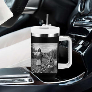 Funny Easter Jesus Tumbler With Handle Christian Jesus Bunny Selfie Religious TS14 Print Your Wear