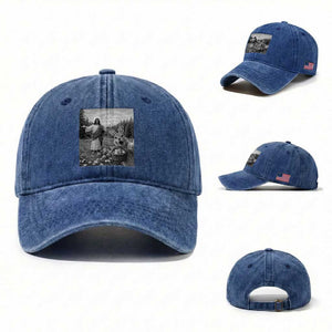 Funny Easter Jesus Washed Cotton Baseball Cap Christian Jesus Bunny Selfie Religious TS14 Washed Cap Universal Fit Royal Blue Print Your Wear