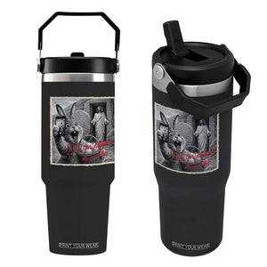 Funny Easter Jesus Flip Straw Tumbler Christian Jesus Come Back Bunny Selfie TS14 One Size: 30 oz Black Print Your Wear