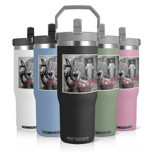 Funny Easter Jesus Flip Straw Tumbler Christian Jesus Come Back Bunny Selfie TS14 Print Your Wear
