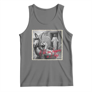 Funny Easter Jesus Tank Top Christian Jesus Come Back Bunny Selfie TS14 Black Heather Print Your Wear