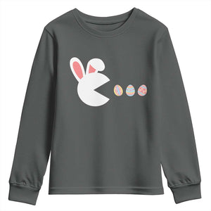Funny Easter Youth Sweatshirt Bunny Gamer Egg Hunter TS14 Dark Heather Print Your Wear