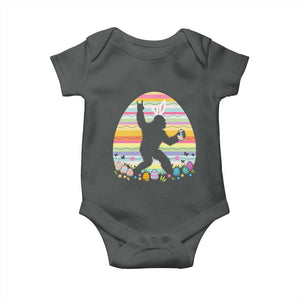 Funny Bigfot Easter Baby Onesie Sasquatch Rock On Rabbit TS14 Dark Heather Print Your Wear