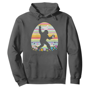 Funny Bigfot Easter Hoodie Sasquatch Rock On Rabbit TS14 Dark Heather Print Your Wear