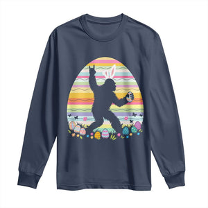 Funny Bigfot Easter Long Sleeve Shirt Sasquatch Rock On Rabbit TS14 Navy Print Your Wear