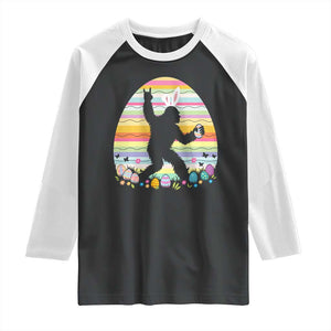 Funny Bigfot Easter Raglan Shirt Sasquatch Rock On Rabbit TS14 Black White Print Your Wear