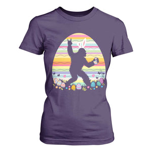 Funny Bigfot Easter T Shirt For Women Sasquatch Rock On Rabbit TS14 Purple Print Your Wear