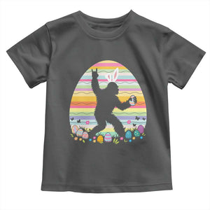 Funny Bigfot Easter Toddler T Shirt Sasquatch Rock On Rabbit TS14 Dark Heather Print Your Wear