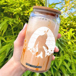 Funny Bigfot Easter Glass Can Sasquatch Rabbit Night Stroll Moon Egg TS14 Black Print Your Wear