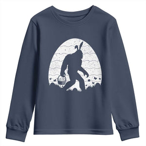 Funny Bigfot Easter Youth Sweatshirt Sasquatch Rabbit Night Stroll Moon Egg TS14 Navy Print Your Wear