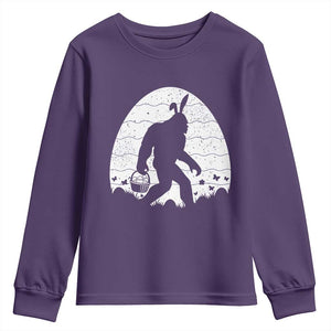Funny Bigfot Easter Youth Sweatshirt Sasquatch Rabbit Night Stroll Moon Egg TS14 Purple Print Your Wear