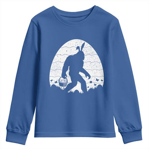 Funny Bigfot Easter Youth Sweatshirt Sasquatch Rabbit Night Stroll Moon Egg TS14 Royal Blue Print Your Wear