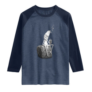 Marcus The Worm Diet Coke Raglan Shirt Funny Drinking and Smoking Meme TS14 Heather Denim Navy Print Your Wear