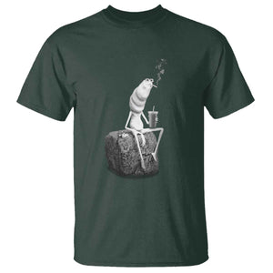 Marcus The Worm Drinking Iced Coffee Meme T Shirt TS14 Dark Forest Green Print Your Wear